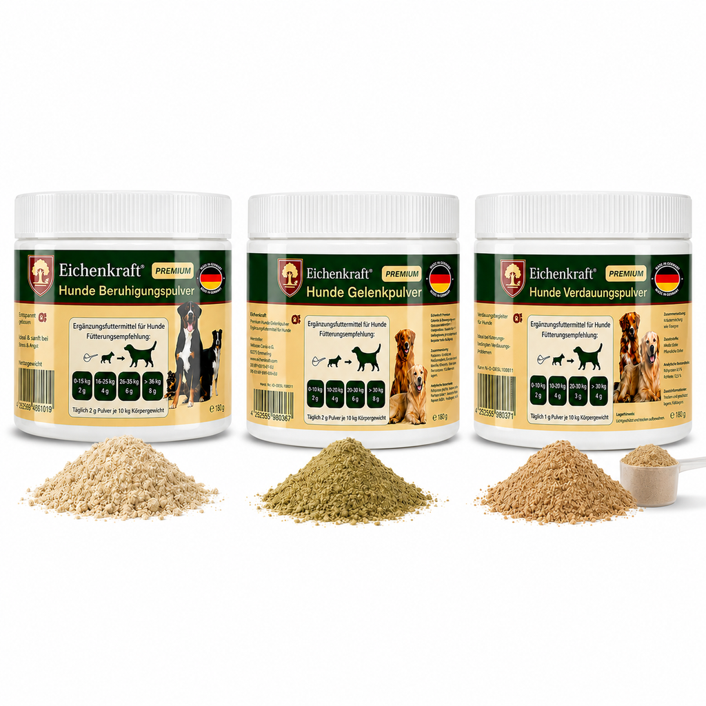 Eichenkraft Hunde Pulver 3er Set – Gelenk, Verdauung & Ruhe (3 × 180 g)