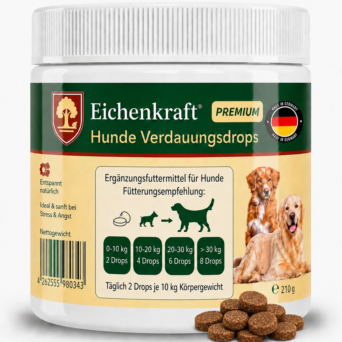 Eichenkraft Premium Hunde Verdauungsdrops - 270g