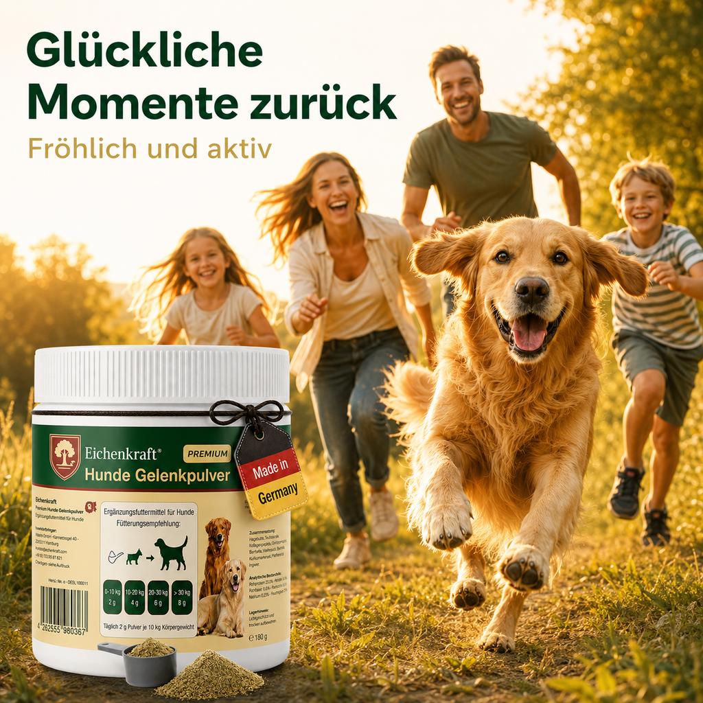 Premium Hunde Gelenkpulver – Gelenksupport mit Glucosamin, Chondroitin & MSM – Gelenke & Knorpel Aufbau – Beweglichkeit Hund – Ergänzungsfuttermittel Hund – Getreidefrei – Made in Germany 180g