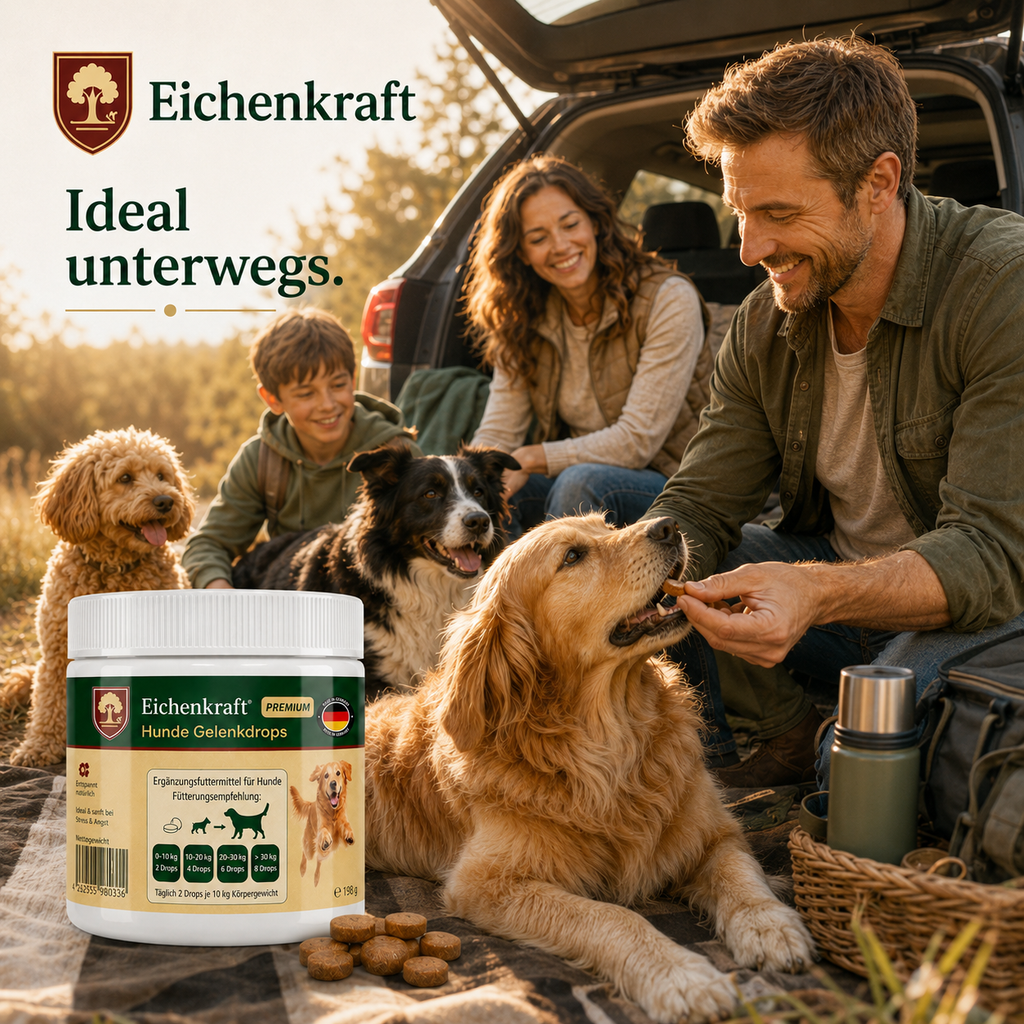 EICHENKRAFT® Gelenkdrops Hund mit Grünlippmuschel – 270 g Gelenk Kausnacks für Hunde mit MSM, Teufelskralle & Kräutern, Alternative zu Gelenktabletten Hund für Senioren, große Rassen & aktive Hunde