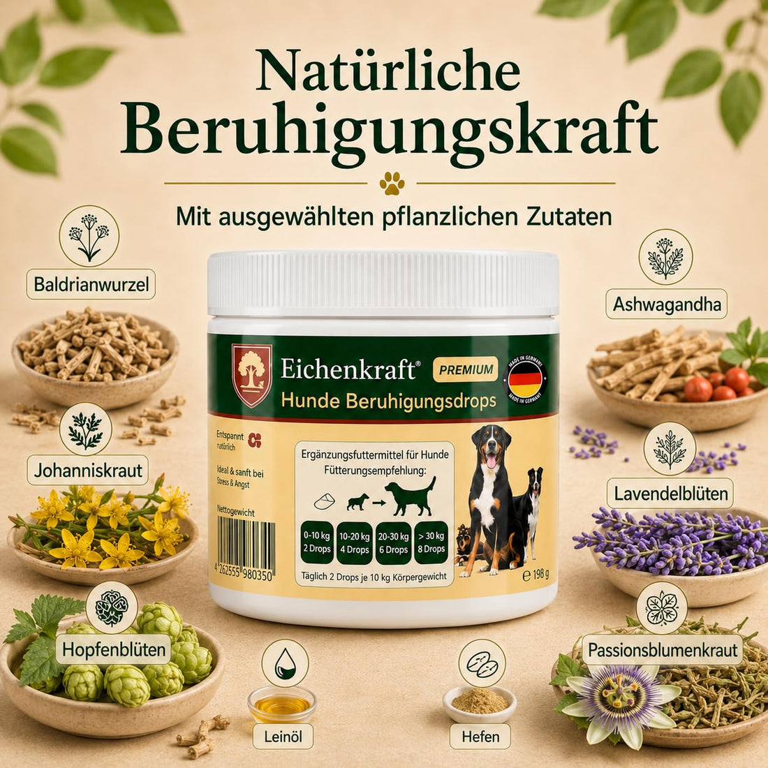 Eichenkraft Premium Hunde Beruhigungsdrops - 270g