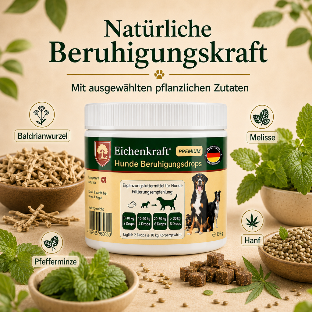 Hunde Beruhigungs Drops 270g | Weiche Funktionssnacks Hund Beruhigung & Entspannungs- Anti-Stress-Mittel für Hunde, Baldrian für den Hund, Hund beruhigen, Silvester, Autofahrt, Stress, Leckerli