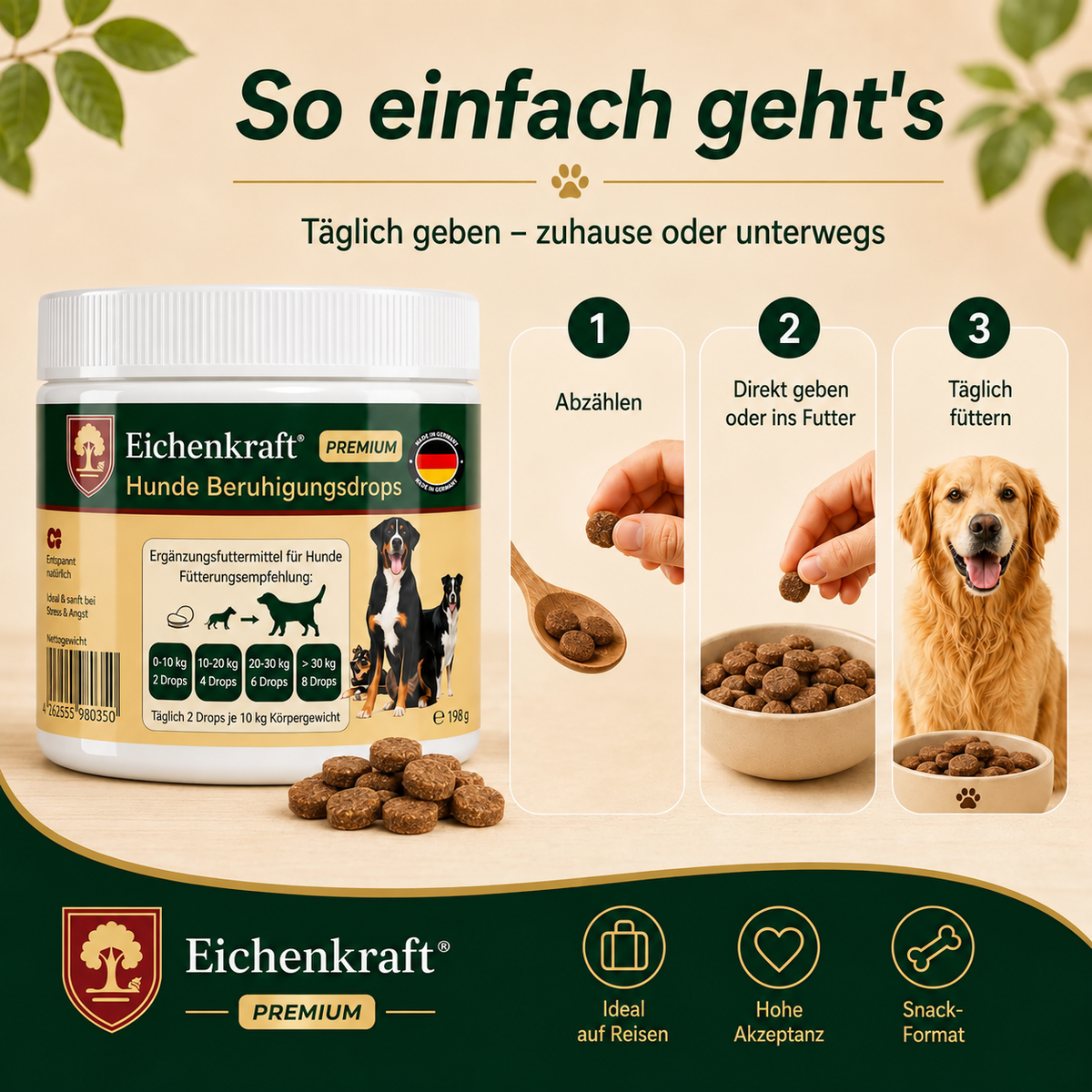 Eichenkraft Premium Hunde Beruhigungsdrops - 270g