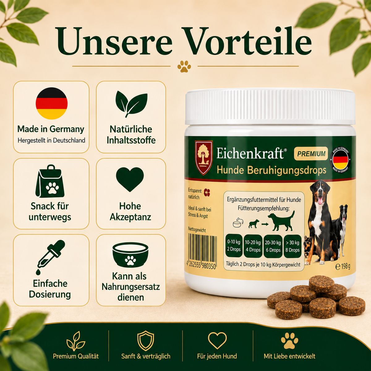 Eichenkraft Premium Hunde Beruhigungsdrops - 270g
