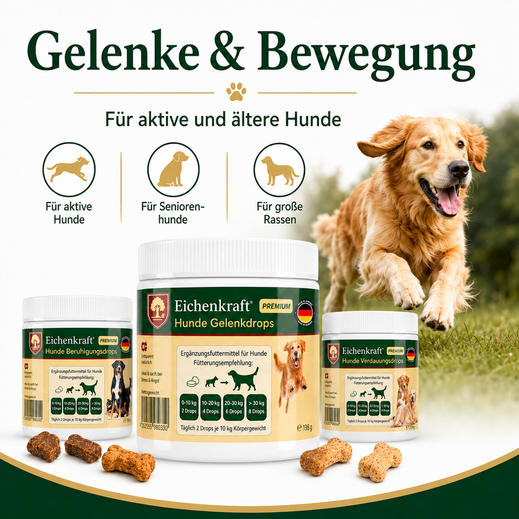 Eichenkraft Hunde Drops 3er Set – Gelenk, Verdauung & Ruhe (3 × 270 g)
