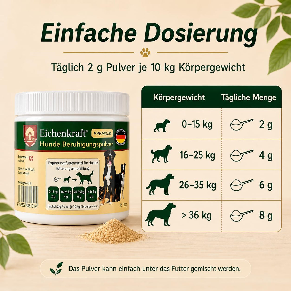 Eichenkraft Premium Hunde Beruhigungspulver - 180g