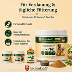 Eichenkraft Komplett-Set 4er – 3 × Hunde Pulver + BARF Öl (3 × 180 g + 500 ml)