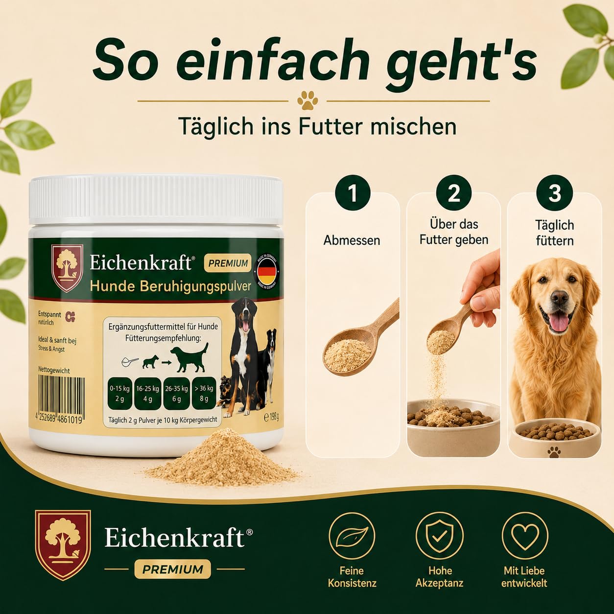 Eichenkraft Premium Hunde Beruhigungspulver - 180g