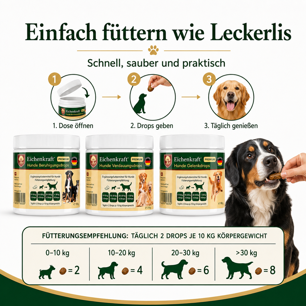 Eichenkraft Hunde Drops 3er Set – Gelenk, Verdauung & Ruhe (3 × 270 g)