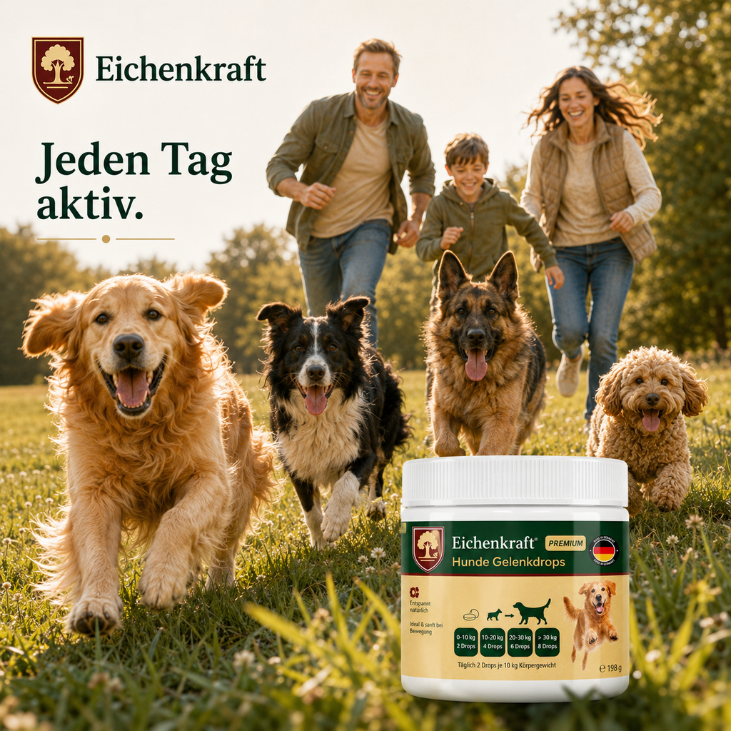 EICHENKRAFT® Gelenkdrops Hund mit Grünlippmuschel – 270 g Gelenk Kausnacks für Hunde mit MSM, Teufelskralle & Kräutern, Alternative zu Gelenktabletten Hund für Senioren, große Rassen & aktive Hunde