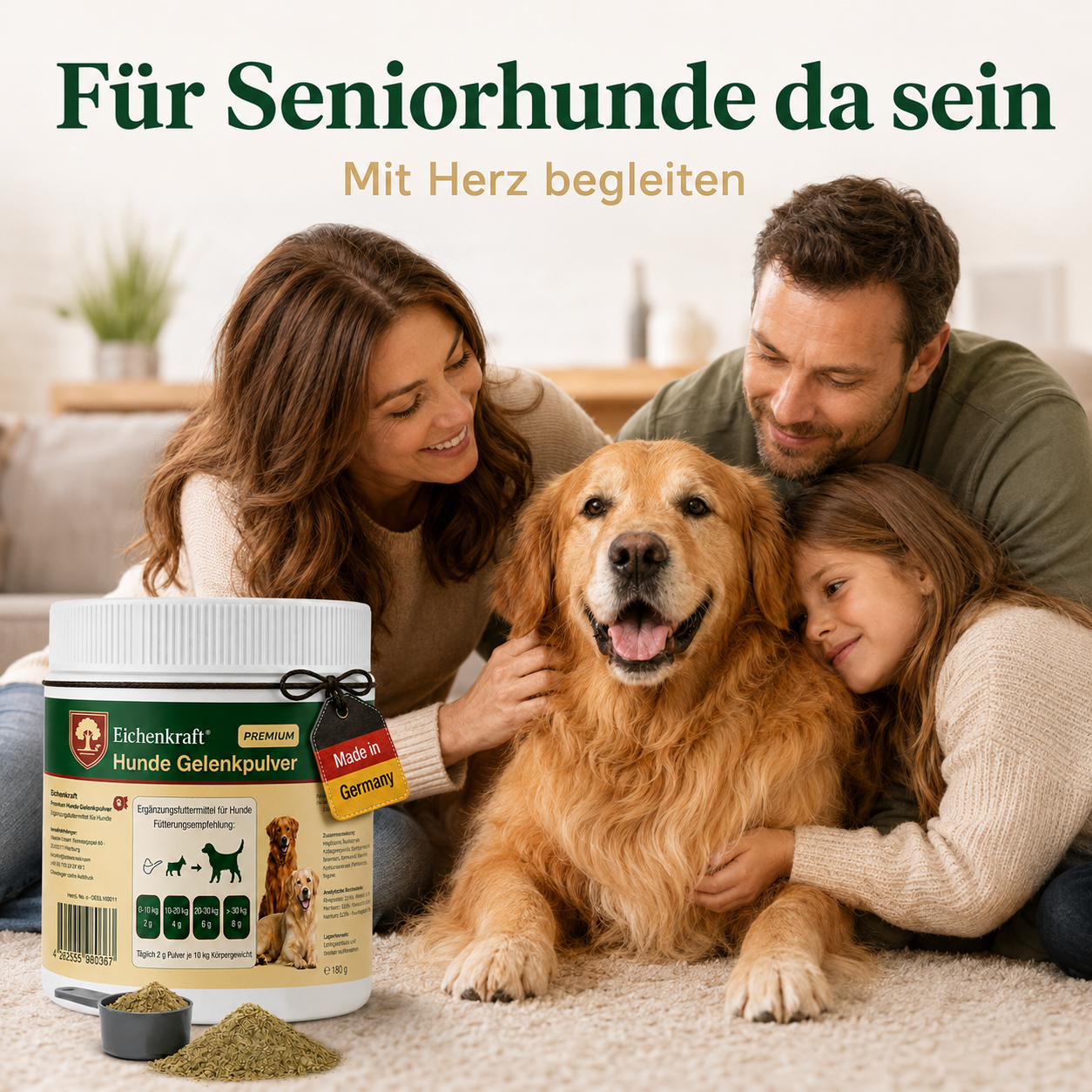 Premium Hunde Gelenkpulver – Gelenksupport mit Glucosamin, Chondroitin & MSM – Gelenke & Knorpel Aufbau – Beweglichkeit Hund – Ergänzungsfuttermittel Hund – Getreidefrei – Made in Germany 180g