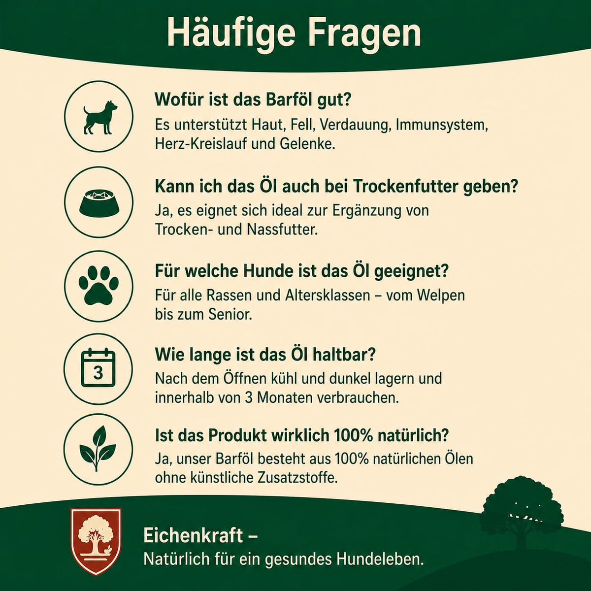 Eichenkraft Premium Barf Öl für Hunde - 500ml