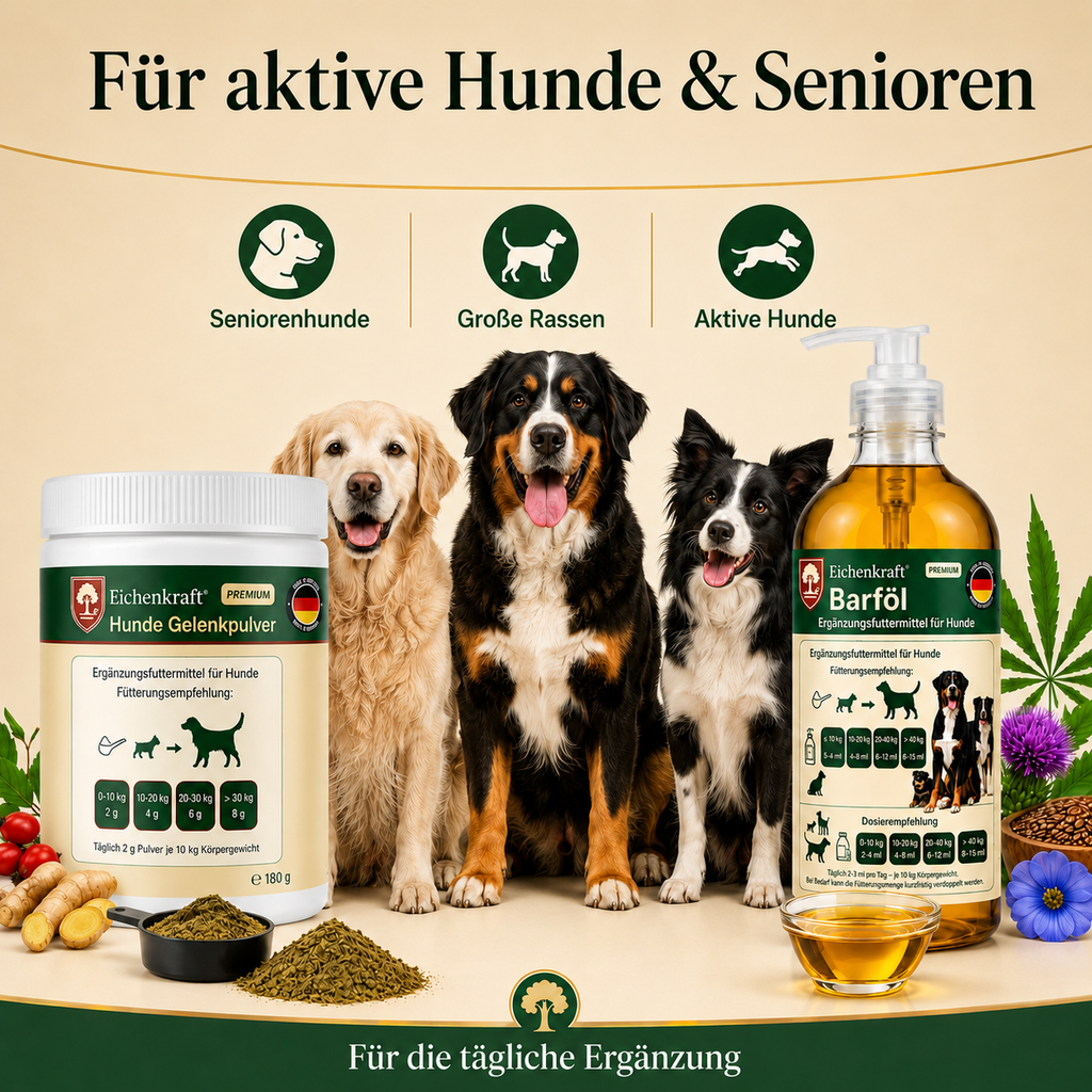 Eichenkraft BARF-Starter Set – Gelenkpulver 180 g + BARF Öl 500 ml