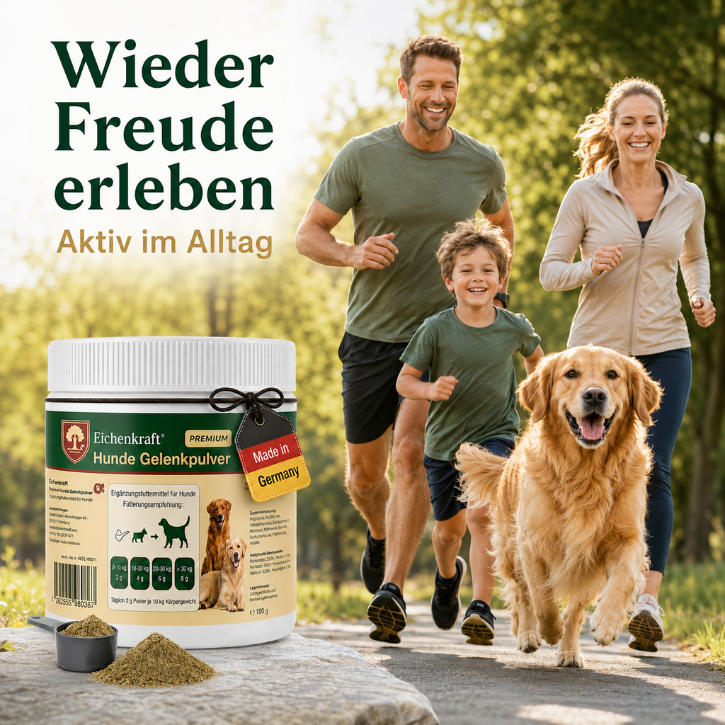 Premium Hunde Gelenkpulver – Gelenksupport mit Glucosamin, Chondroitin & MSM – Gelenke & Knorpel Aufbau – Beweglichkeit Hund – Ergänzungsfuttermittel Hund – Getreidefrei – Made in Germany 180g