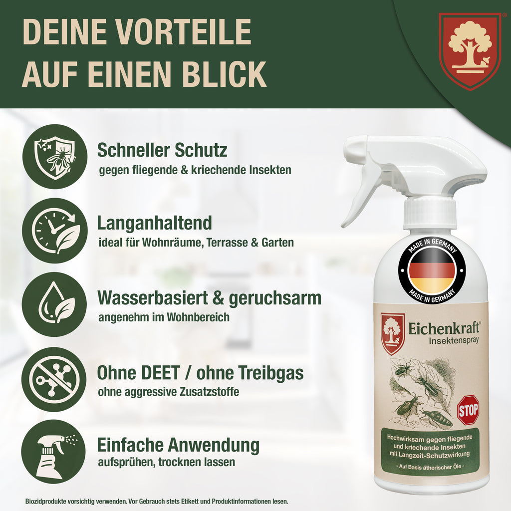 Insektenspray - Universal gegen Ameisen, Silberfische, Milben Insekten – Alternative zu Ameisenköder, Bettwanzen Spray, Milbenspray für Matratzen Silberfisch Spray – für Haushalt Möbel Holz - 500ml