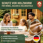 Eichenkraft Holzwurmspray – Hochwirksam Holzwurm bekämpfen - Starkes Holzwurmmittel gegen Holzwürmer Holzschädlinge – Geeignet für Möbel Balken Holzoberflächen - Auf Basis ätherischer Öle - 500ml