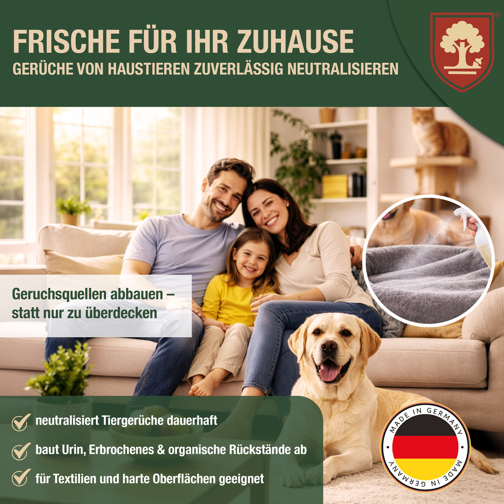 Eichenkraft Enzymreiniger & Geruchsneutralisierer Katzenurin – Enzymreiniger Hundeurin – Geruchsentferner & Textilerfrischer – Katzenurin Entferner für Haushalt & Textilien – 500ml
