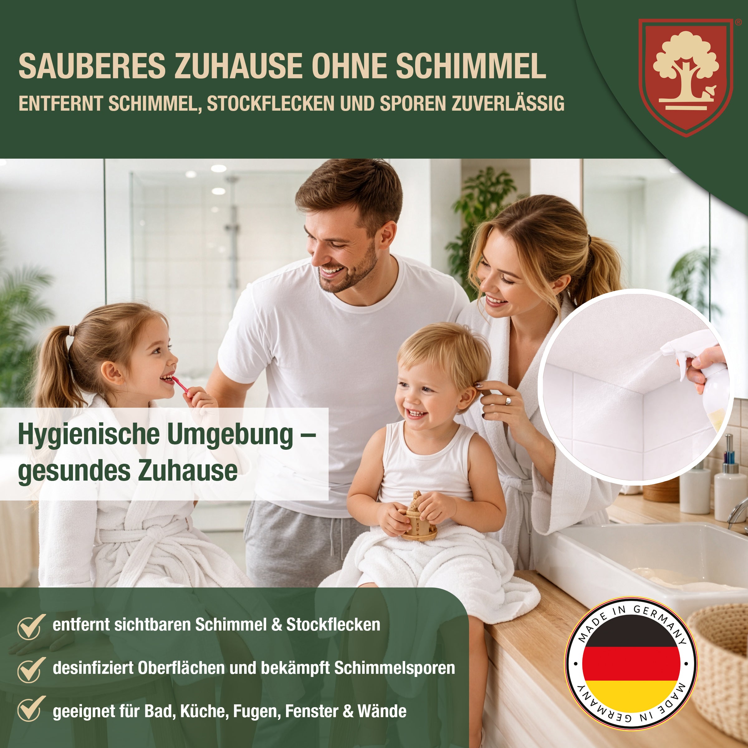 Schimmelentferner 500 ml – Entfernt Schimmel, Stockflecken & Algen – Hochwirksam gegen Schimmelpilze & Bakterien – Langzeit-Schutzwirkung – Für Bad, Küche, Wände & Fugen – Made in Germany