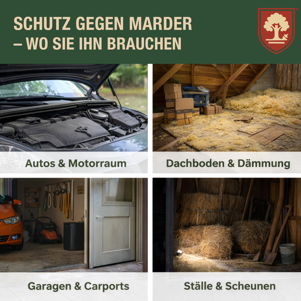 Marderspray – Marderschrecker Auto & Marderabwehr Auto – Marderschutz für Auto, Dachboden & Garage – Nagerabwehr & Tierabwehrspray mit Langzeitwirkung - 500ml