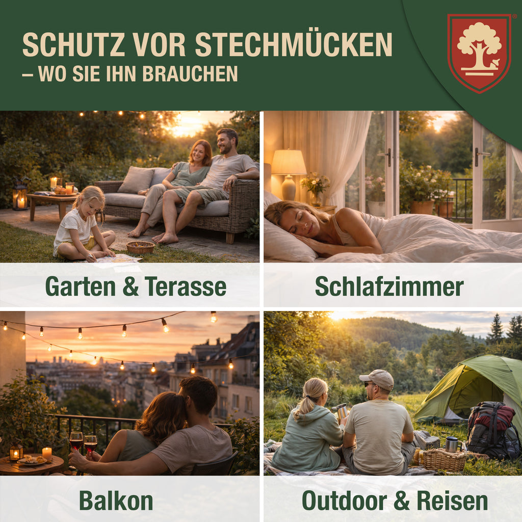 Mückenspray – Insektenspray gegen Mücken – Auf Basis ätherischer Öle – Für Haus, Terrasse, Balkon & Garten – Mückenabwehr Spray - 500ml