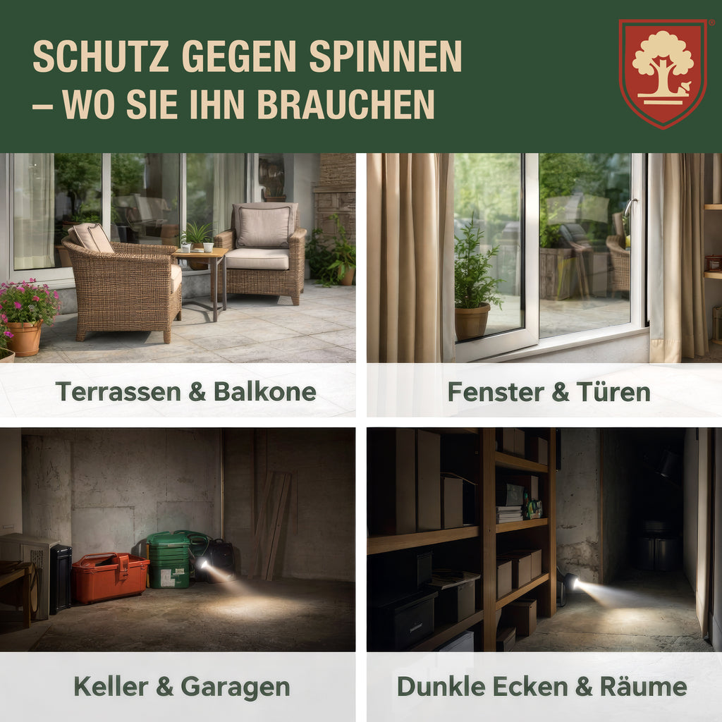 Spinnenspray – Hochwirksam gegen Spinnen – Langzeit-Schutzwirkung – Abwehr & Vorbeugung – Auf Basis ätherischer Öle – Für Haushalt, Keller, Garage & Wohnräume – 500ml