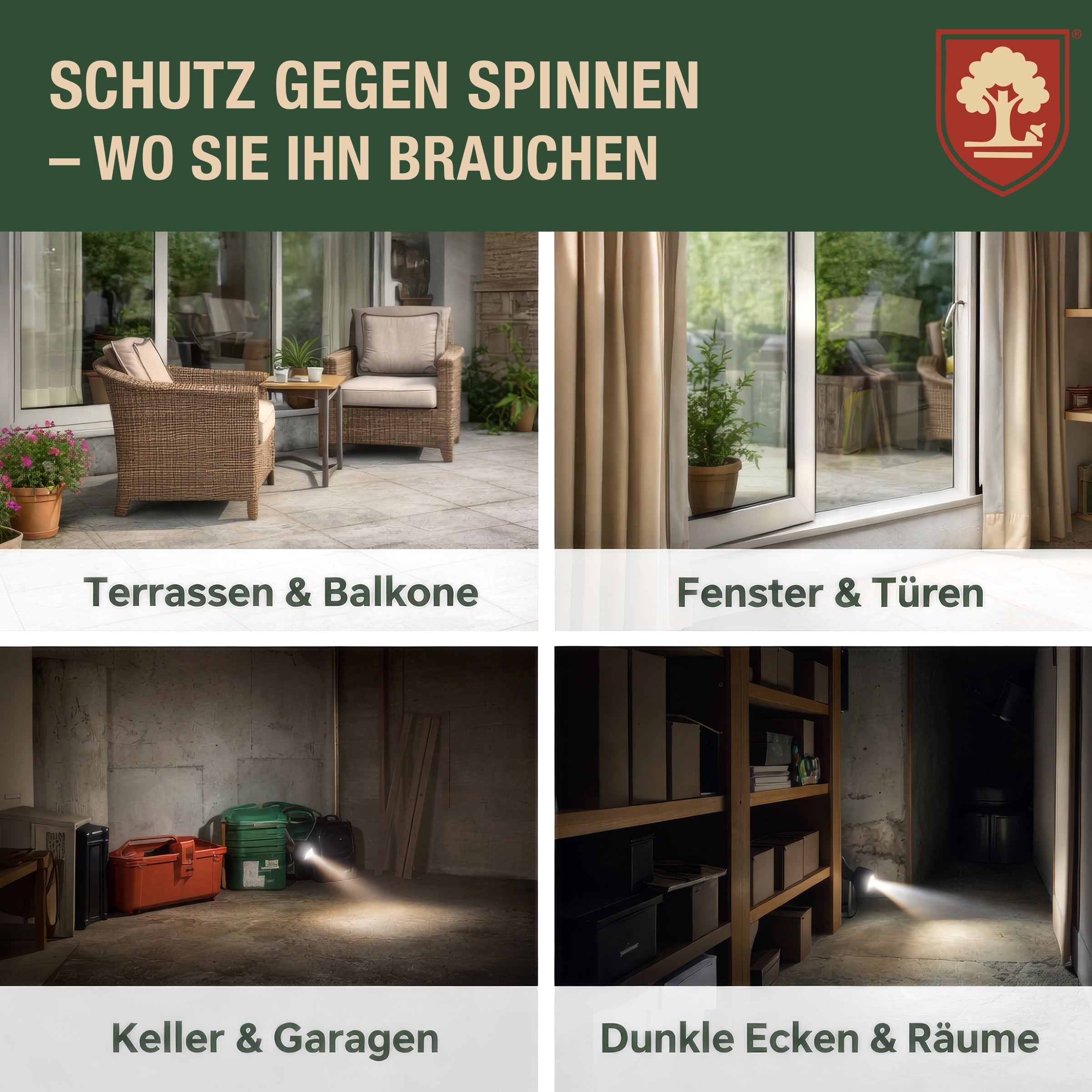 Spinnenspray – Hochwirksam gegen Spinnen – Langzeit-Schutzwirkung – Abwehr & Vorbeugung – Auf Basis ätherischer Öle – Für Haushalt, Keller, Garage & Wohnräume – 500ml