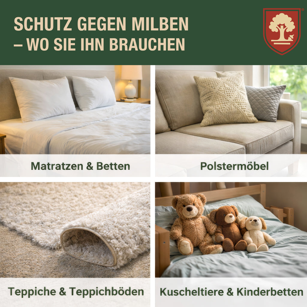 Milbenspray Hochwirksam gegen Milben – Langzeit-Schutzwirkung – Für Haushalt, Polster, Matratze & Tierumgebung – Auf Basis ätherischer Öle – 500ml