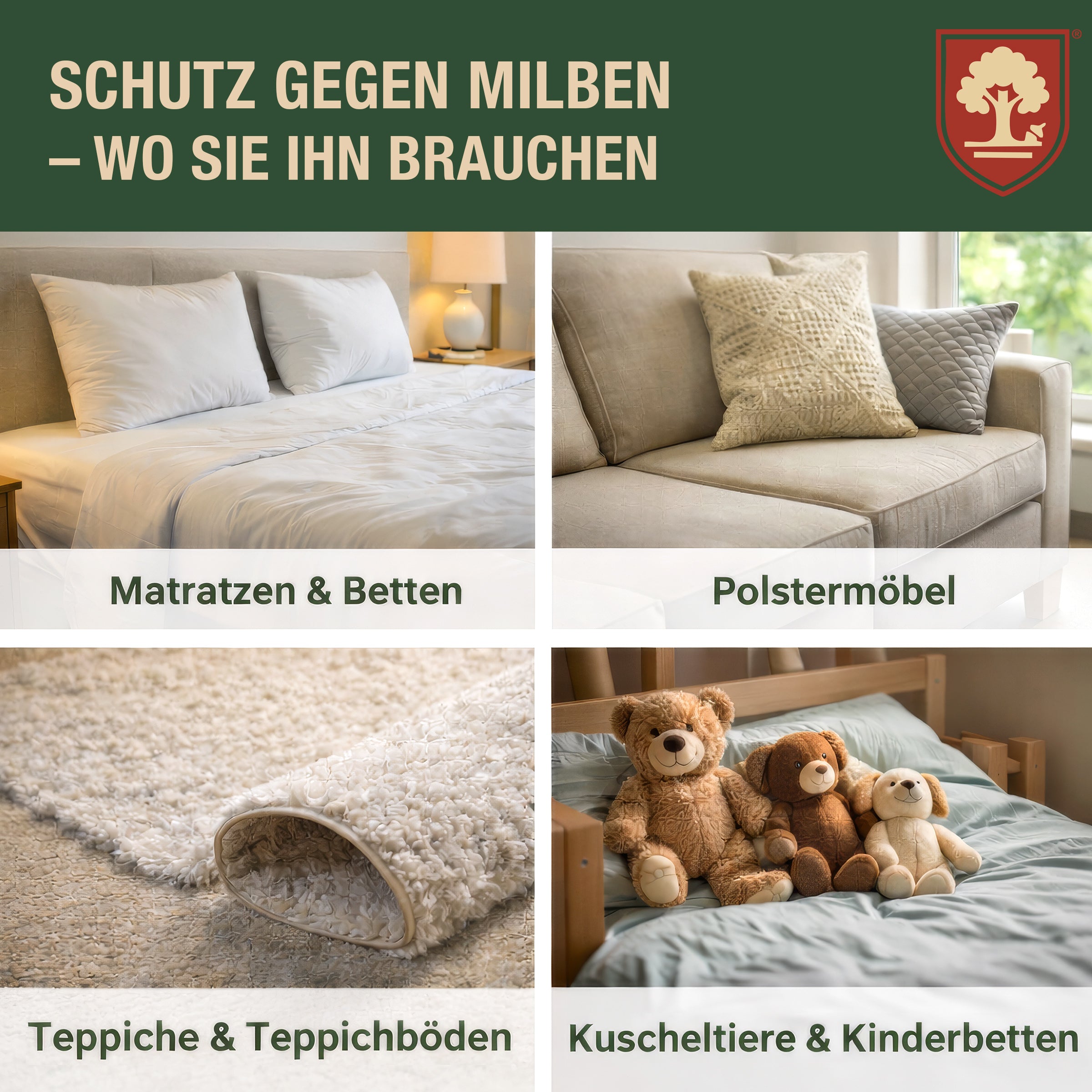 Milbenspray Hochwirksam gegen Milben – Langzeit-Schutzwirkung – Für Haushalt, Polster, Matratze & Tierumgebung – Auf Basis ätherischer Öle – 500ml