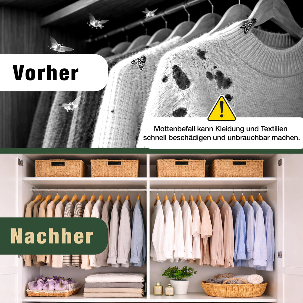 Eichenkraft Mottenspray – Hochwirksames Mottenspray gegen Kleidermotten & Mottenbefall – Langzeit-Schutzwirkung – Für Kleiderschrank, Textilien, Teppiche & Haushalt – Auf Basis ätherischer Öle - 500ml