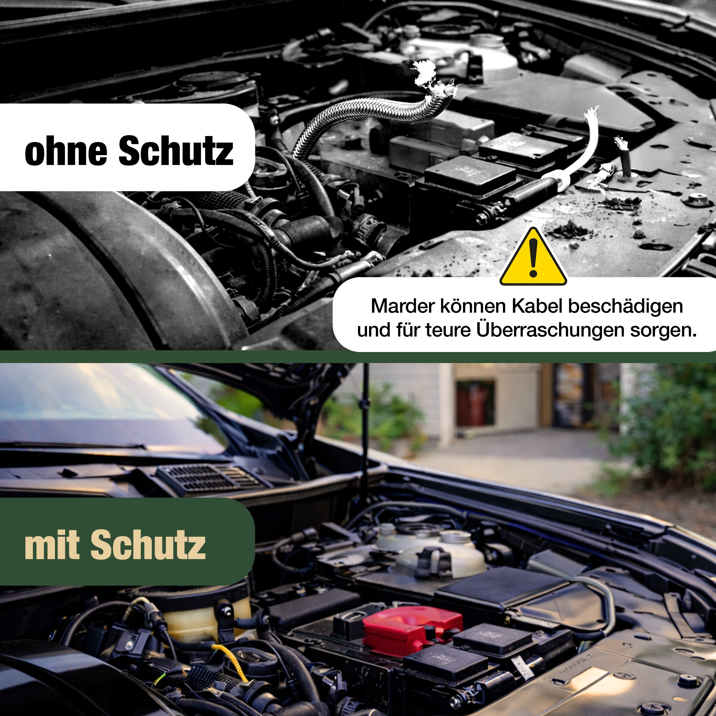 Marderspray – Marderschrecker Auto & Marderabwehr Auto – Marderschutz für Auto, Dachboden & Garage – Nagerabwehr & Tierabwehrspray mit Langzeitwirkung - 500ml