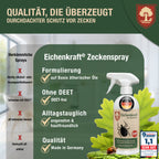 Eichenkraft Zeckenspray – Hochwirksam gegen Zecken – Langzeit-Schutzwirkung – Zeckenschutz Spray für Haut & Outdoor – Auf Basis ätherischer Öle – 200ml