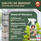 Eichenkraft Mäusespray für Haus, Keller & Garage - Langzeit – Alternative zu Mäusegift, Mäusefalle, Maulwurf Vertreiber, Rattenfalle & Rattengift Tierabwehrspray – 500ml