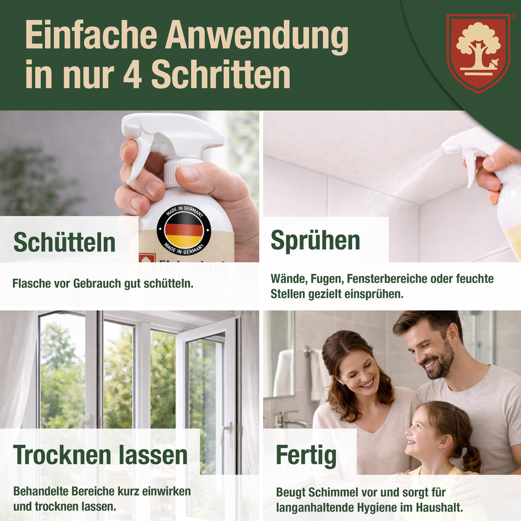 Schimmelentferner 500 ml – Entfernt Schimmel, Stockflecken & Algen – Hochwirksam gegen Schimmelpilze & Bakterien – Langzeit-Schutzwirkung – Für Bad, Küche, Wände & Fugen – Made in Germany