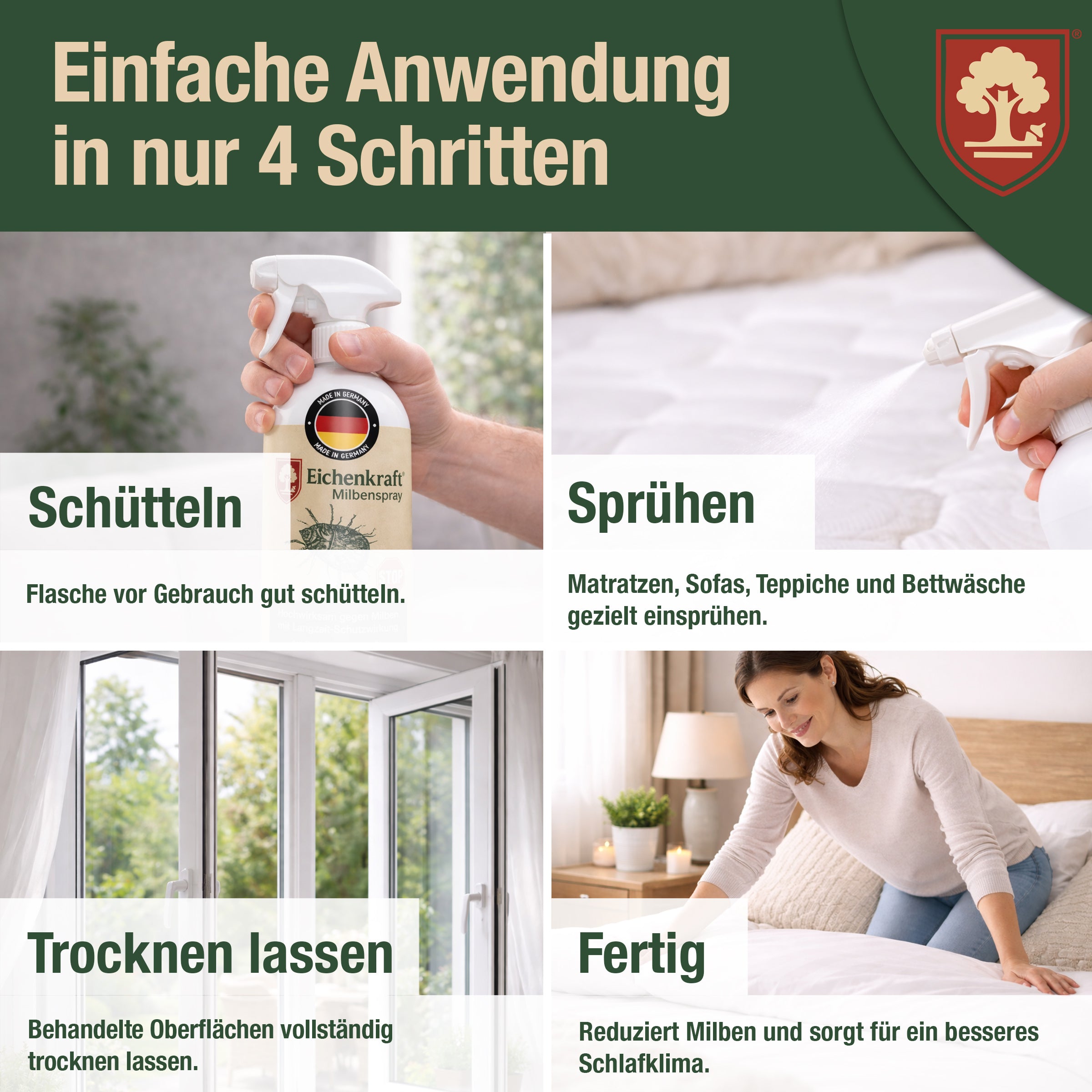 Milbenspray Hochwirksam gegen Milben – Langzeit-Schutzwirkung – Für Haushalt, Polster, Matratze & Tierumgebung – Auf Basis ätherischer Öle – 500ml