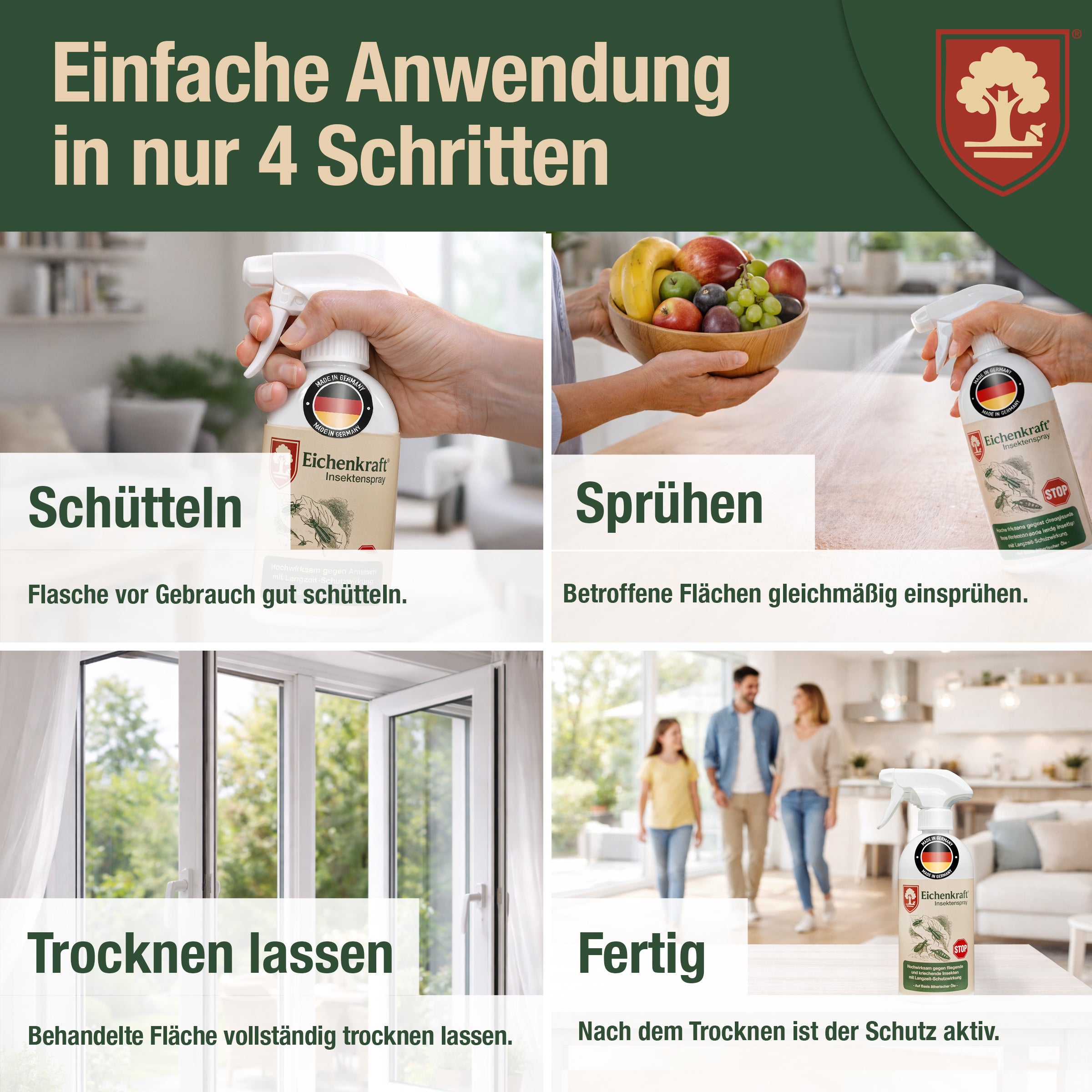 Insektenspray - Universal gegen Ameisen, Silberfische, Milben Insekten – Alternative zu Ameisenköder, Bettwanzen Spray, Milbenspray für Matratzen Silberfisch Spray – für Haushalt Möbel Holz - 500ml