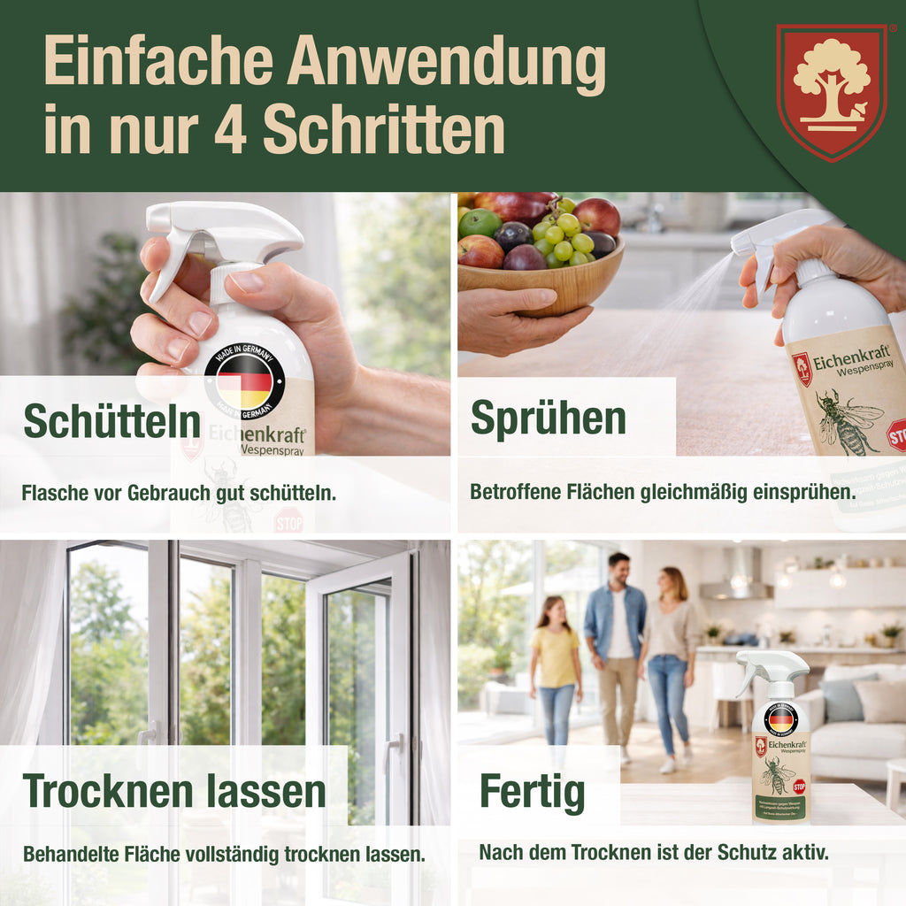 Wespenspray – Insektenspray gegen Wespen – Auf Basis ätherischer Öle – Für Haus, Terrasse, Balkon & Garten – Wespenabwehr Spray - 500ml