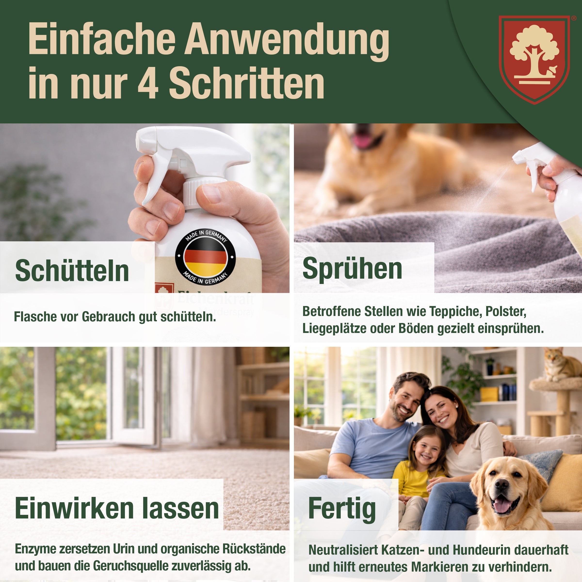 Urin Stop Spray – Enzymreiniger gegen Hunde- und Katzenurin, Geruchsneutralisierer Katzenabwehr Hundeabwehrspray, Katzenschreck Hundeschreck, Enzymreiniger für Haushalt und Tierbereich - 500ml