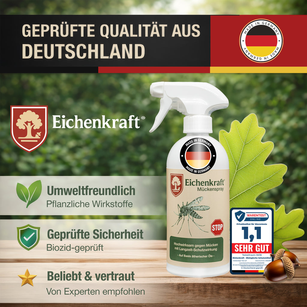 Mückenspray – Insektenspray gegen Mücken – Auf Basis ätherischer Öle – Für Haus, Terrasse, Balkon & Garten – Mückenabwehr Spray - 500ml
