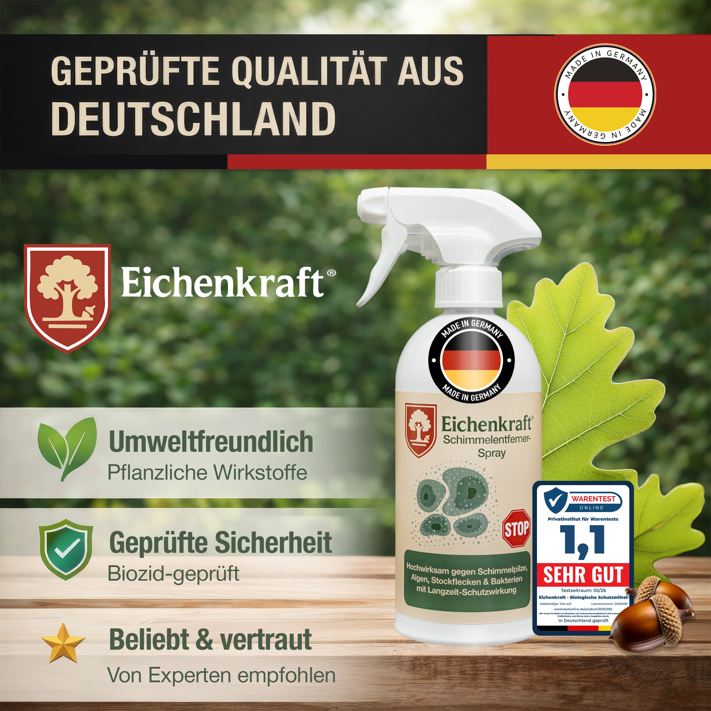 Schimmelentferner 500 ml – Entfernt Schimmel, Stockflecken & Algen – Hochwirksam gegen Schimmelpilze & Bakterien – Langzeit-Schutzwirkung – Für Bad, Küche, Wände & Fugen – Made in Germany