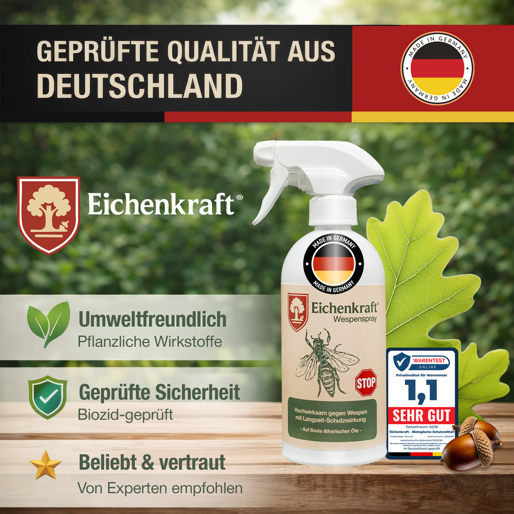 Wespenspray – Insektenspray gegen Wespen – Auf Basis ätherischer Öle – Für Haus, Terrasse, Balkon & Garten – Wespenabwehr Spray - 500ml