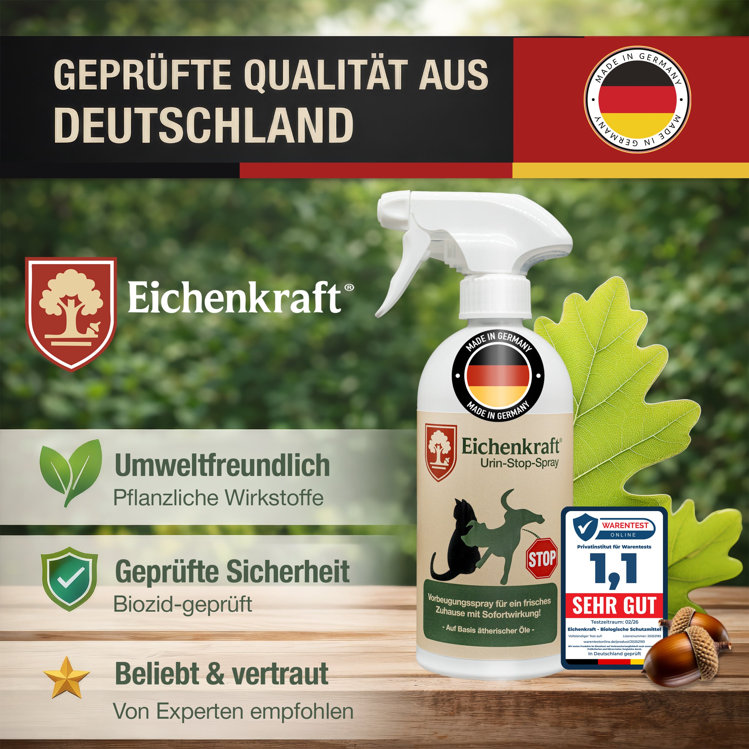 Urin Stop Spray – Enzymreiniger gegen Hunde- und Katzenurin, Geruchsneutralisierer Katzenabwehr Hundeabwehrspray, Katzenschreck Hundeschreck, Enzymreiniger für Haushalt und Tierbereich - 500ml