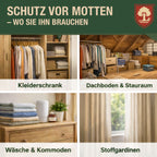 Eichenkraft Mottenspray – Hochwirksames Mottenspray gegen Kleidermotten & Mottenbefall – Langzeit-Schutzwirkung – Für Kleiderschrank, Textilien, Teppiche & Haushalt – Auf Basis ätherischer Öle - 500ml