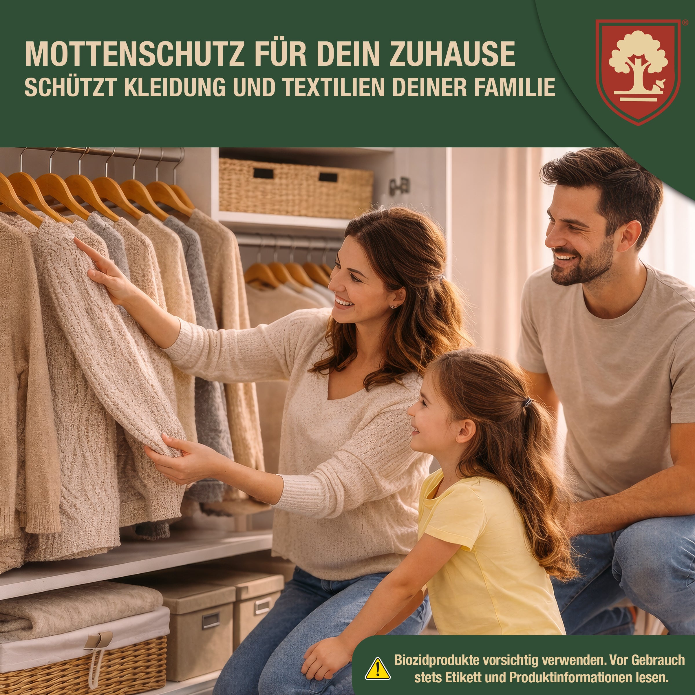 Eichenkraft Mottenspray – Hochwirksames Mottenspray gegen Kleidermotten & Mottenbefall – Langzeit-Schutzwirkung – Für Kleiderschrank, Textilien, Teppiche & Haushalt – Auf Basis ätherischer Öle - 500ml