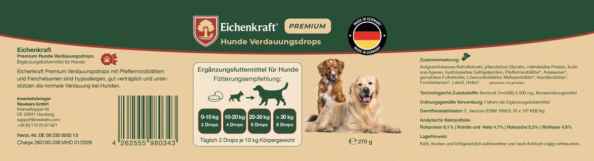 Eichenkraft Premium Hunde Verdauungsdrops - 270g