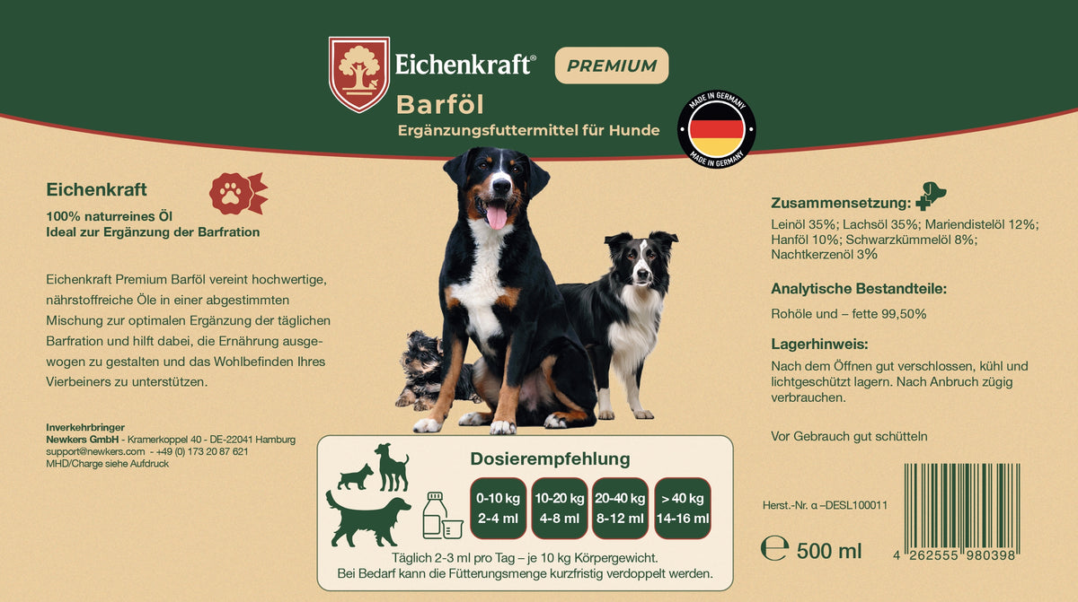 Eichenkraft Premium Barf Öl für Hunde - 500ml