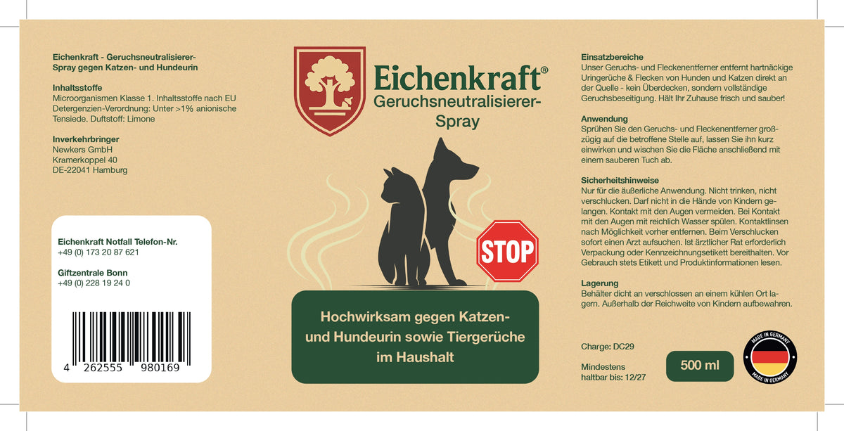 Eichenkraft Enzymreiniger & Geruchsneutralisierer Katzenurin - 500ml