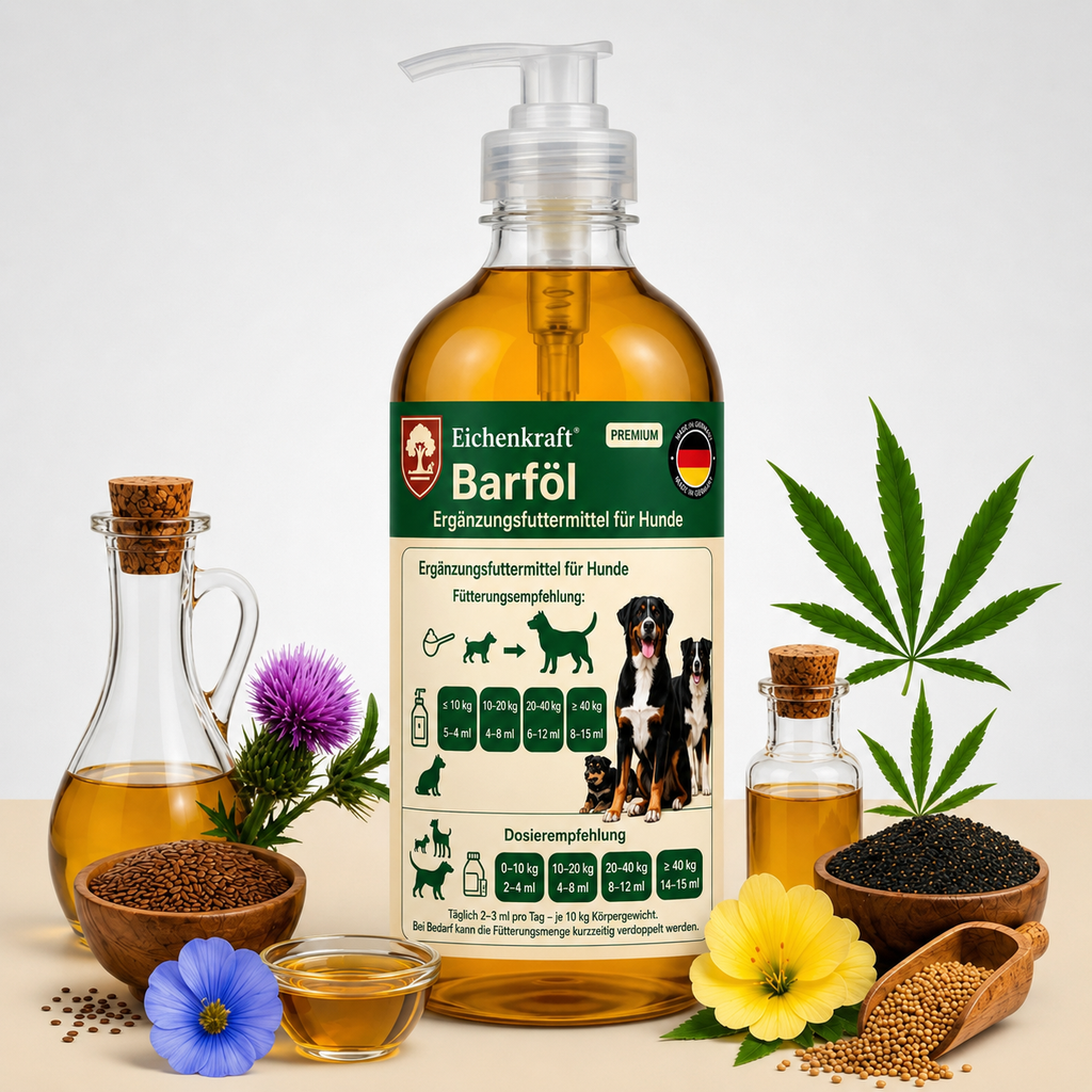 Eichenkraft Premium BARF Öl 500ml – 100% natürliche Ölmischung für Hunde