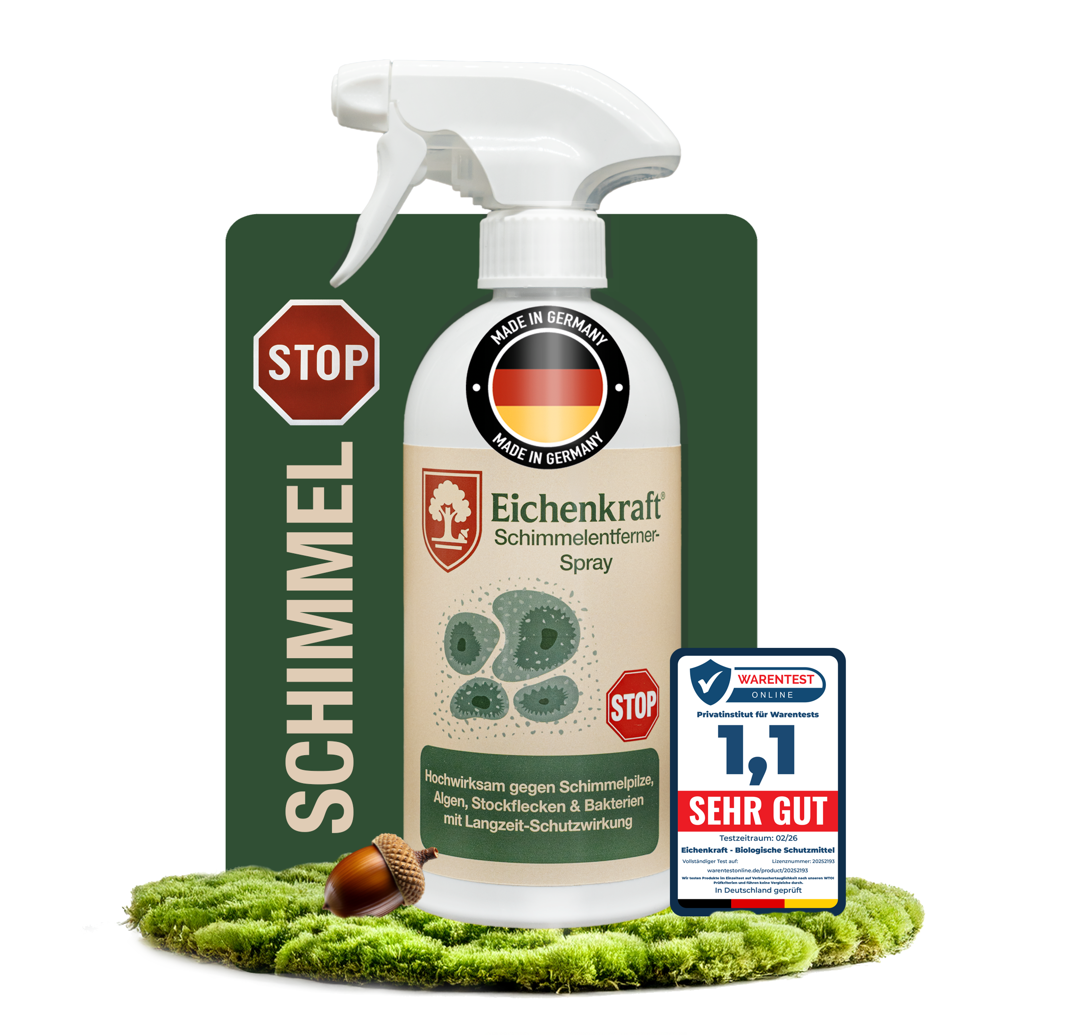 Eichenkraft Schimmelentferner 500ml – gegen Schimmel, Algen, Stockflecken