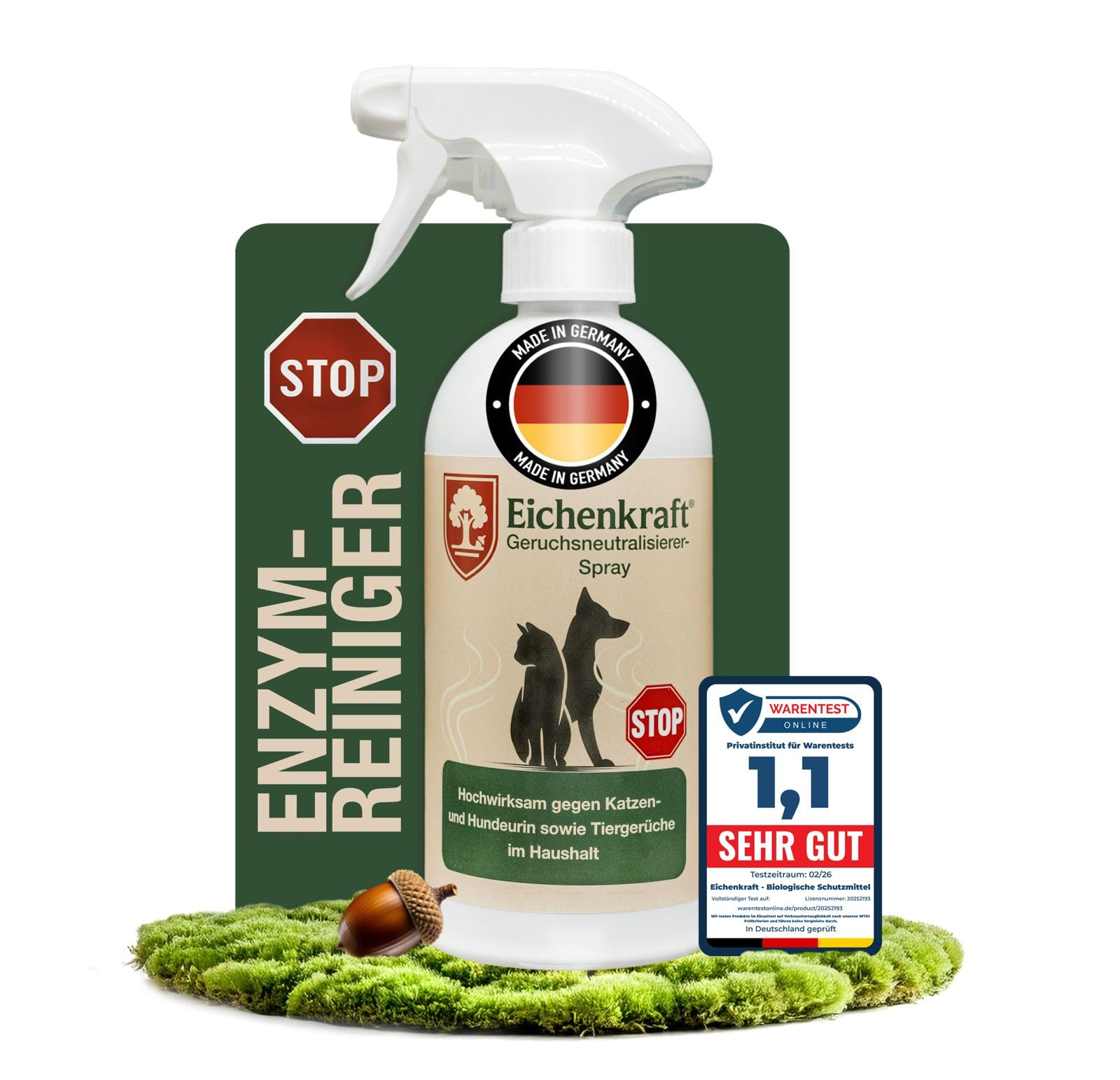 Eichenkraft Enzymreiniger 500ml – Geruchsneutralisierer Spray Katzenurin Hundeurin