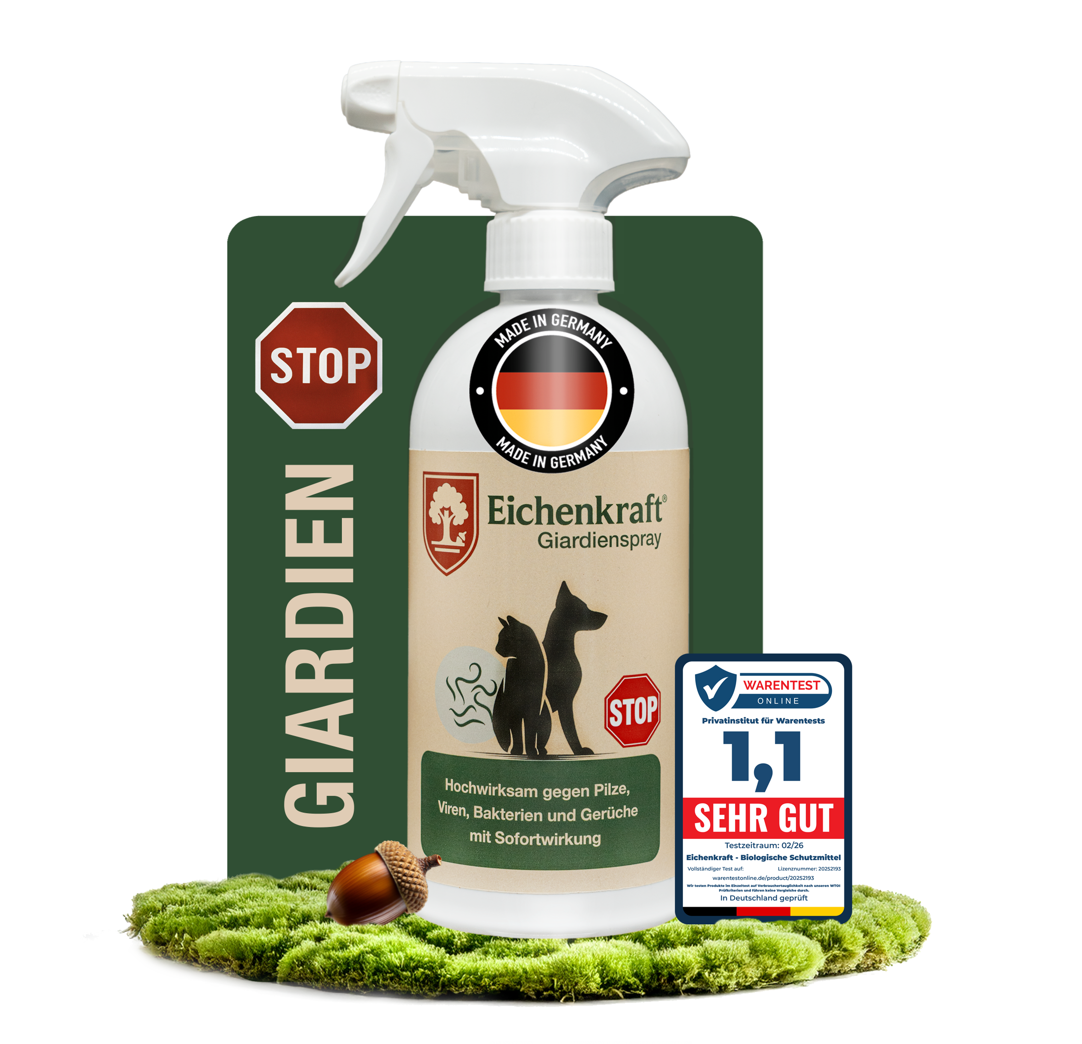 Eichenkraft Giardienspray 500ml – Giardien Desinfektionsmittel für Hund & Katze